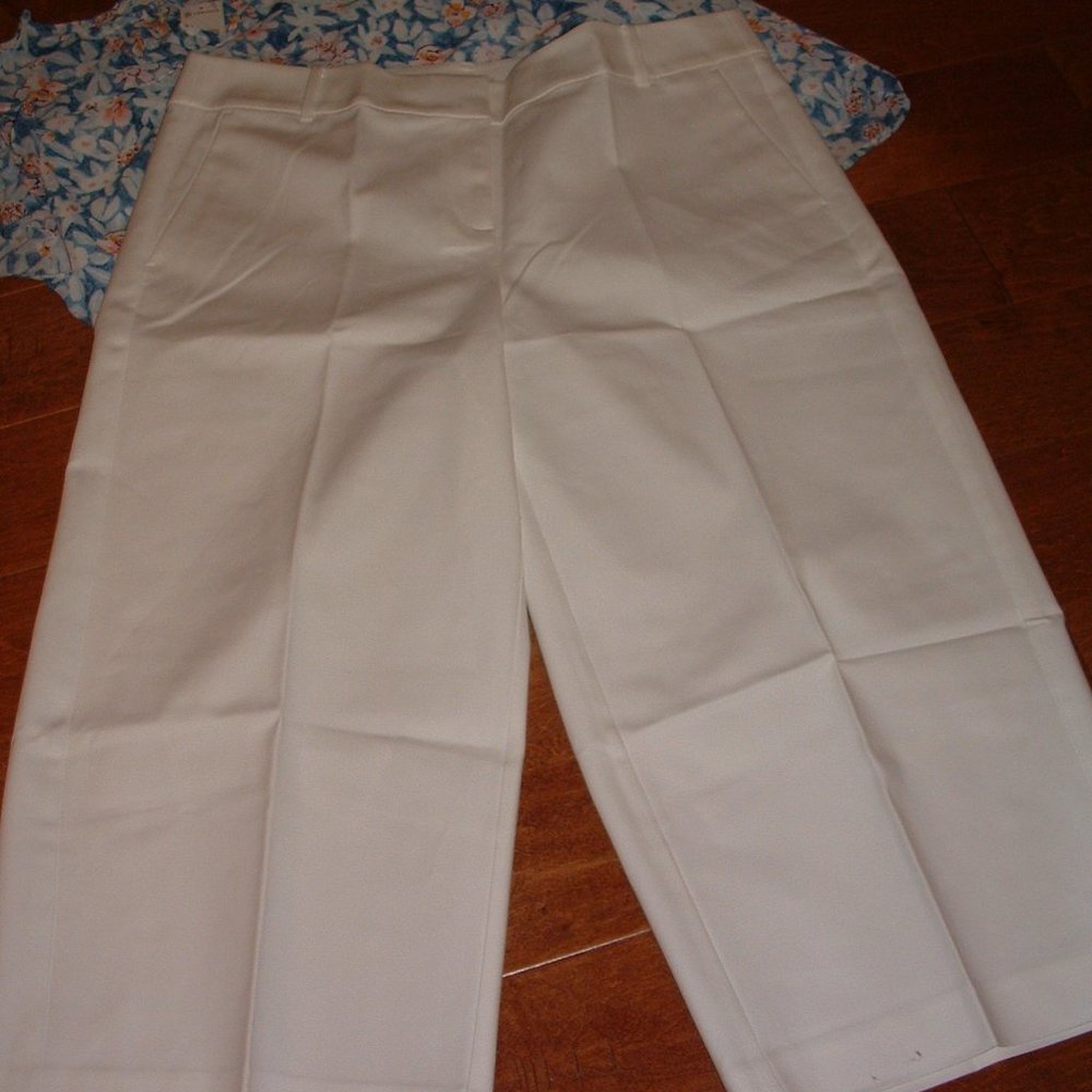 Loft Size 16 Plus White Riviera Wide Leg Pants